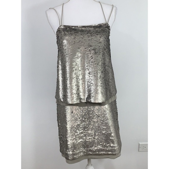Banana Republic Dresses & Skirts - BANANA REPUBLIC Strappy Sequin SILVER Dress Size 2 NEW